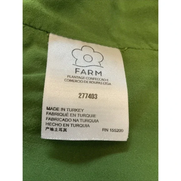 FARM Rio Anthropologie Elinor Tunic Dress Green & Pink Floral Ruffle Size M - Picture 11 of 14